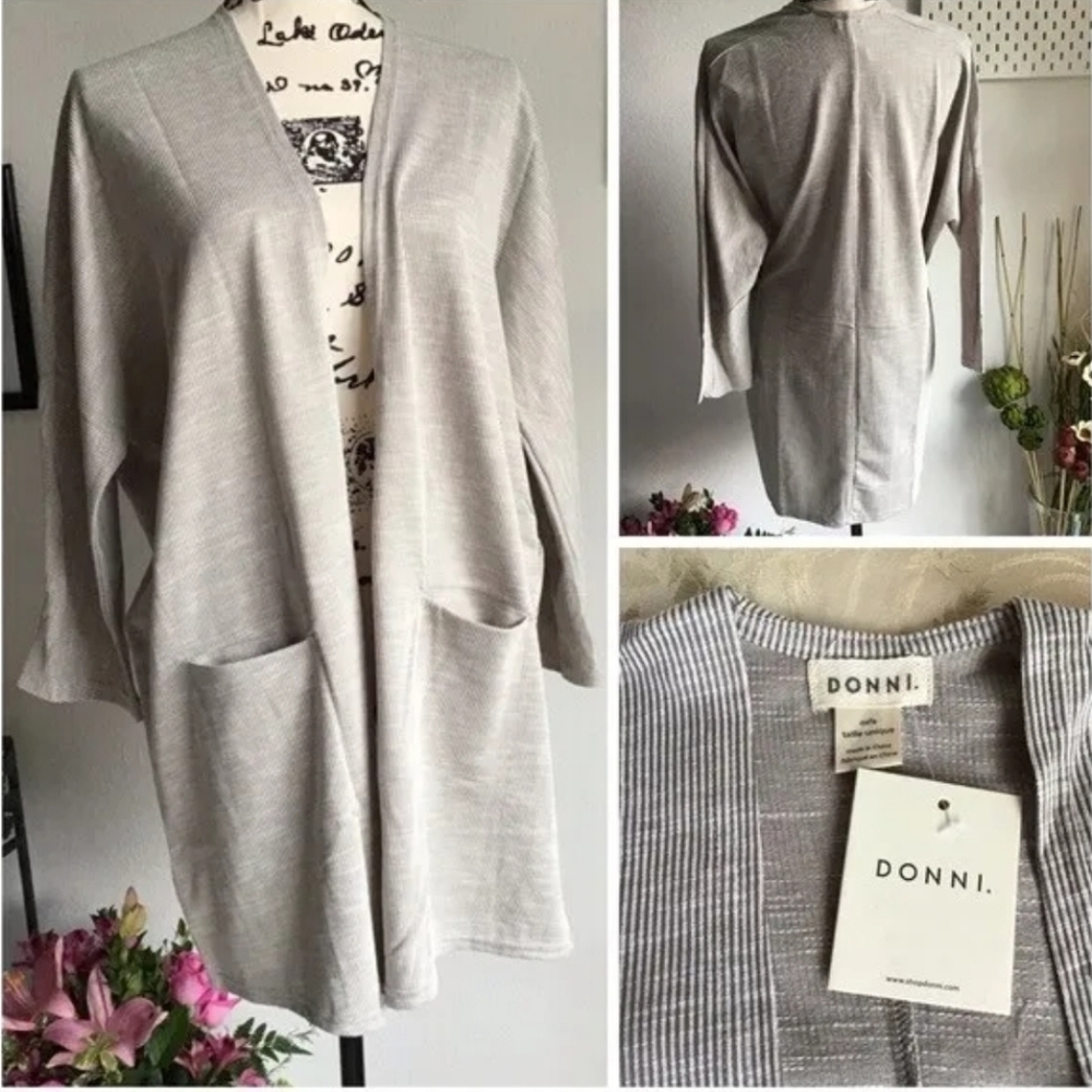 COPY - DONNI Striped Cardigan Osfa Rib Sweater Coat NWT NEW! One Size Fits All